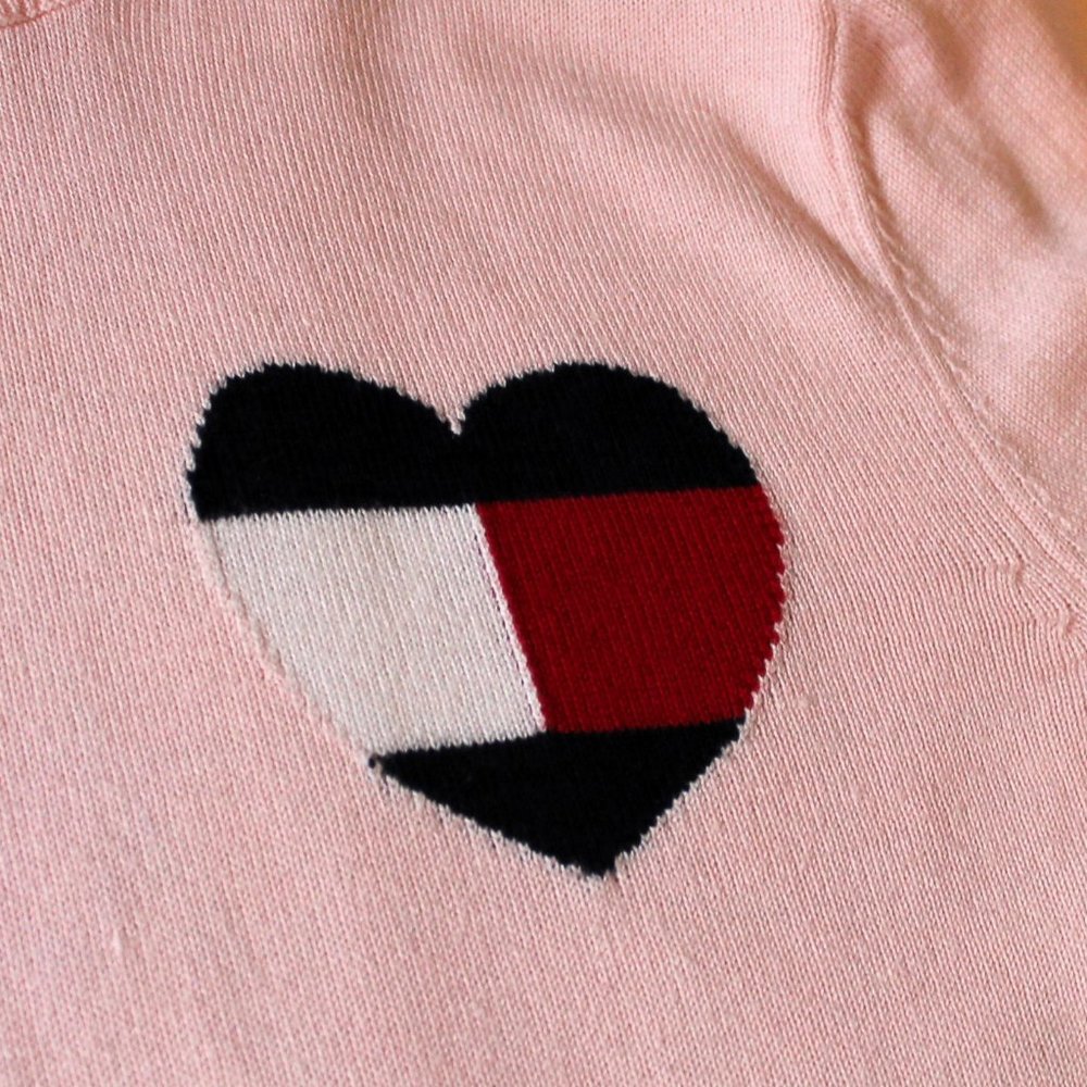 Tommy Hilfiger Pink Turtleneck, Heart Logo, Valentine Sweater, Small - Picture 5 of 10